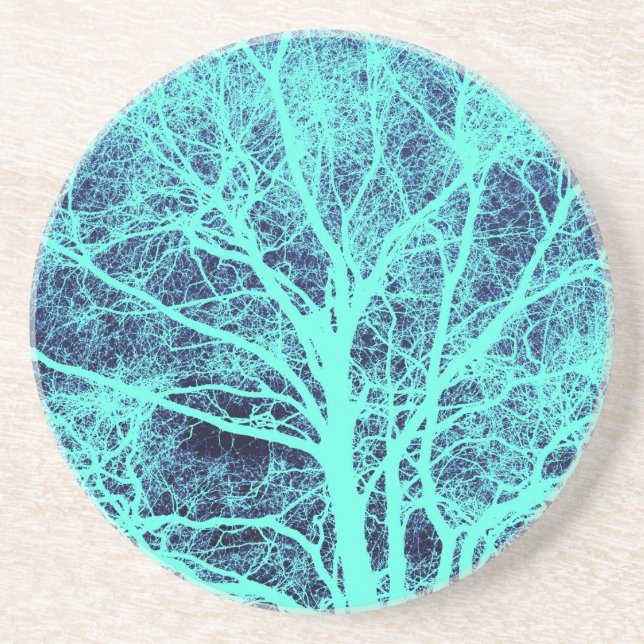Posavasos Silueta de árbol verde (Frente)