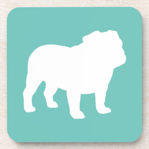 Posavasos Silueta de Bulldog Inglés Verde Azul y Blanco