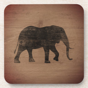 Posavasos Silueta de elefante africano estilo rústico
