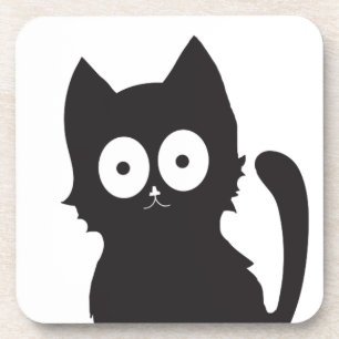 Posavasos Silueta de gato de Personalizado blanco y negro