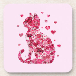 Posavasos Silueta de gato floral ArtFaux tela envuelta