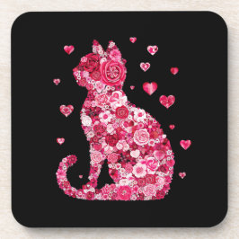 Posavasos Silueta de gato floral ArtFaux tela envuelta