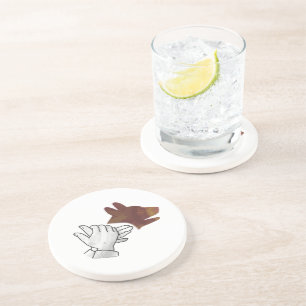 Posavasos Silueta de mano de perro marrón