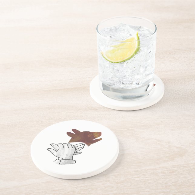 Posavasos Silueta de mano de perro marrón (Lado)