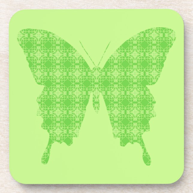 Posavasos Silueta de mariposa, verde lima (Frente)