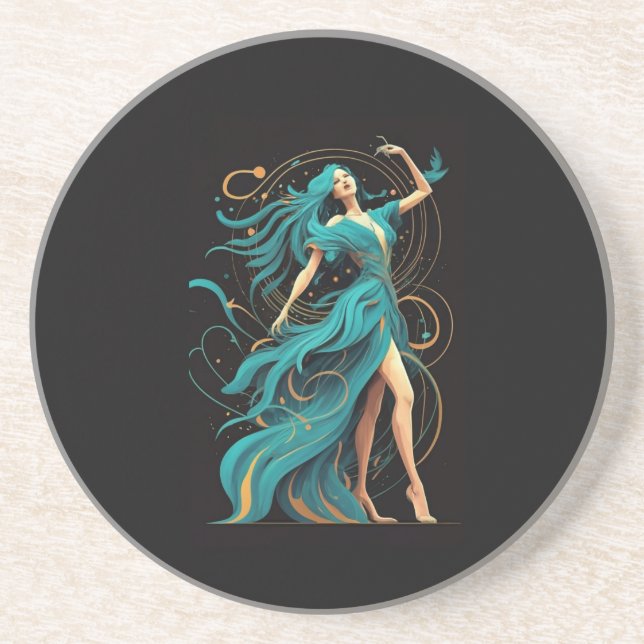 Posavasos Silueta de mujer fénix en una montaña rusa (Frente)