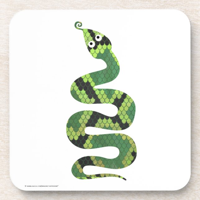 Posavasos Silueta de papel negro y verde de serpiente (Frente)