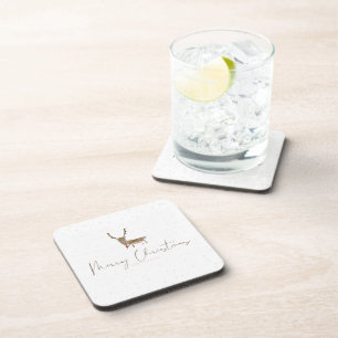 Posavasos Silueta de reno de arte lineal de SlipperyJoe mini