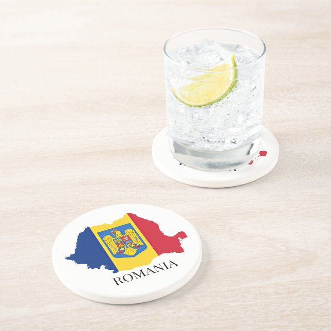 Posavasos Silueta de Rumania, etiquetada, (Lado)