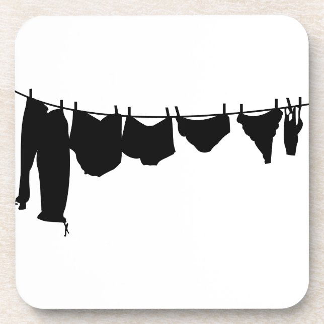 Posavasos Silueta de tendedero de ropa (Frente)