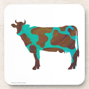 Posavasos Silueta de vaca marrón y azul turquesa