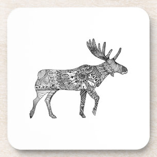 Posavasos Silueta morada ornamental blanca y negra