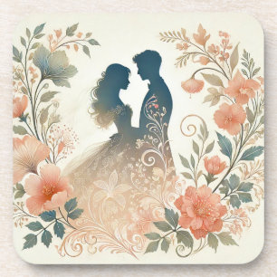 Posavasos Silueta Romántica de una Pareja