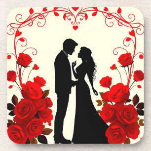 Posavasos Silueta Romántica de una Pareja
