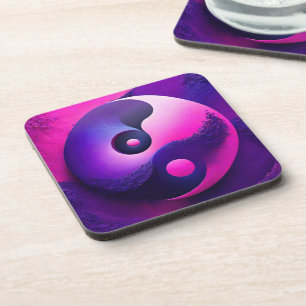 Posavasos Simbolismo de Yin Yang, colorido y vibrante ilumin