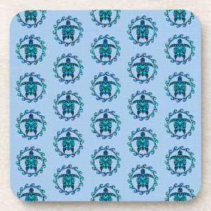 Posavasos Símbolo azul negro maorí de sol tribal tortugas