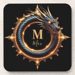 Posavasos 🐉 Símbolo de Dragón de Fantasía de Nombre Persona