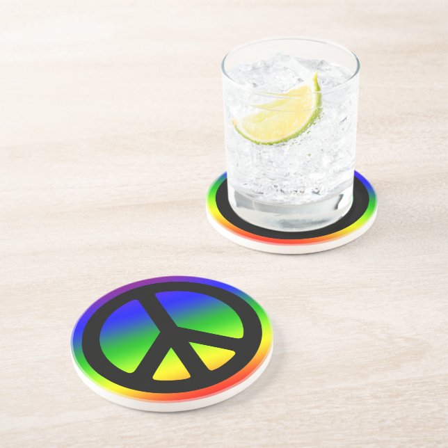 Posavasos Símbolo de Paz de Arcoíris y Negro (Lado)