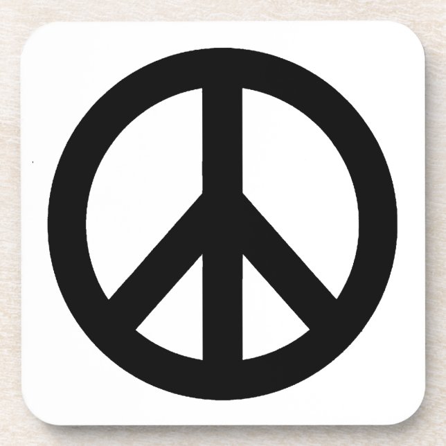 Posavasos Símbolo de signo de paz blanco negro (Frente)