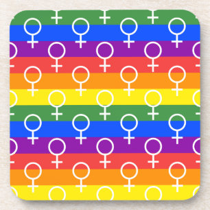 Posavasos Símbolo femenino patrón arco iris