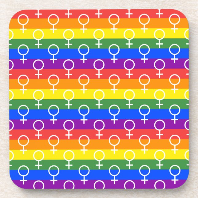 Posavasos Símbolo femenino patrón arcoiris (Frente)