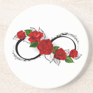 Posavasos Símbolo infinito con rosas rojas