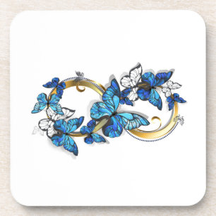 Posavasos Símbolo infinito de mariposas Morpho azules