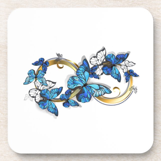 Posavasos Símbolo infinito de mariposas Morpho azules (Frente)
