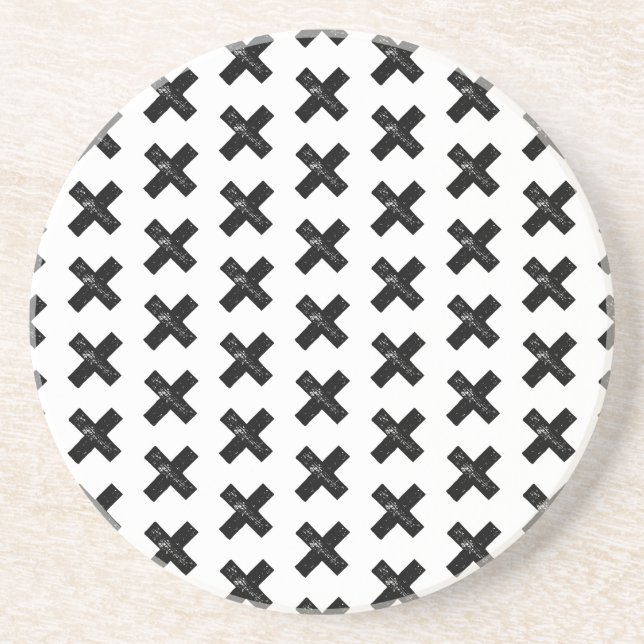 Posavasos Símbolo matemático "Multiplicar" blanco y negro co (Frente)
