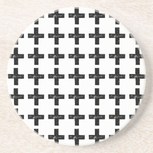 Posavasos Símbolo matemático "Plus" blanco y negro corte de