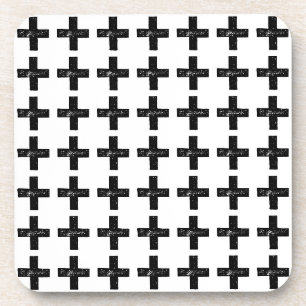 Posavasos Símbolo matemático "Plus" blanco y negro corte de