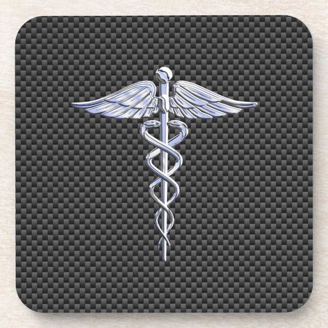 Posavasos Símbolo médico Caducto plateado estilo fibra de ca (Frente)