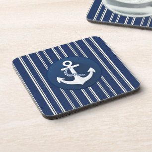 Posavasos Símbolo Náutico Ancla Blanco Azul Marina