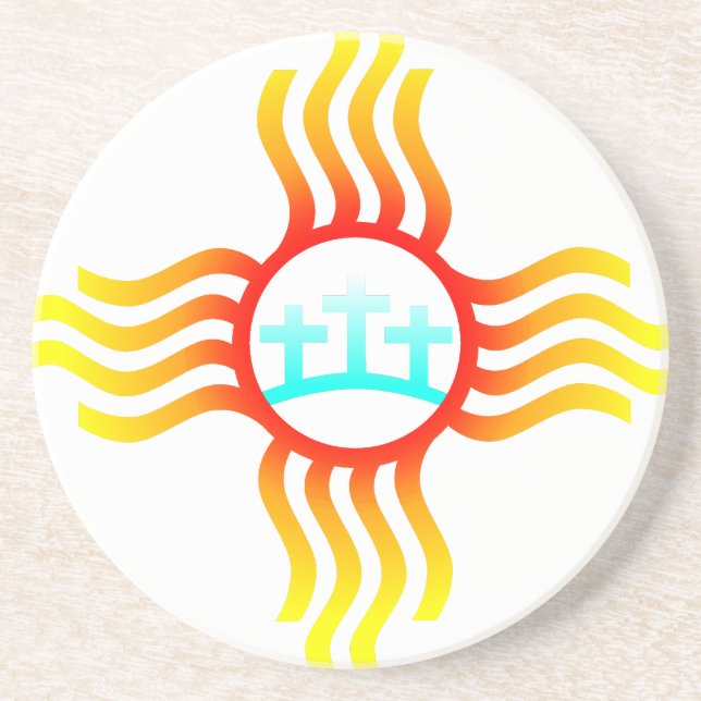 Posavasos Símbolo Zia de tres cruces de Nuevo México (Frente)