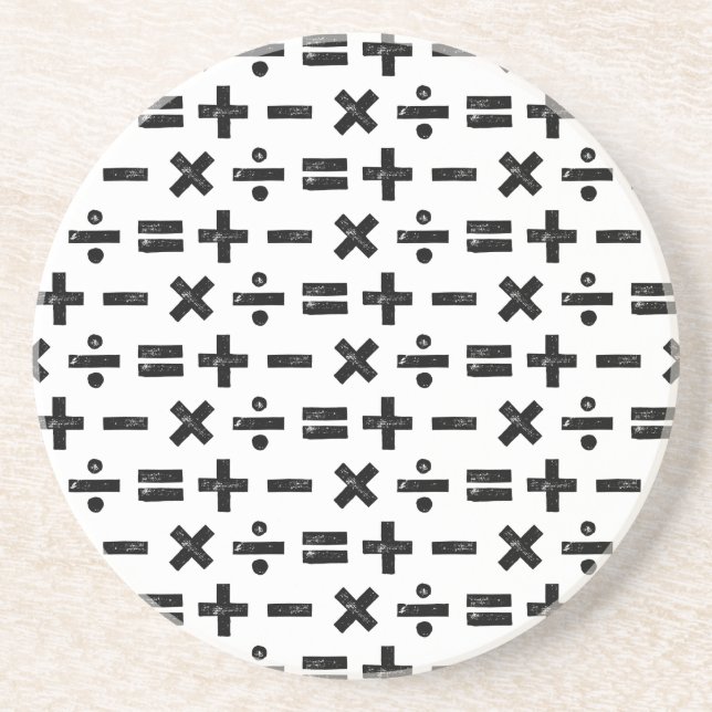 Posavasos Símbolos blancos y negros de todas las matemáticas (Frente)