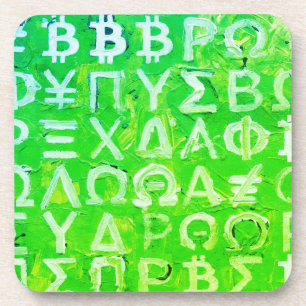 Posavasos Símbolos de Bitcoin (Beneficio Brillante Verde - 7