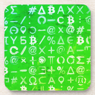 Posavasos Símbolos de Bitcoin (Beneficio Brillante Verde - 8