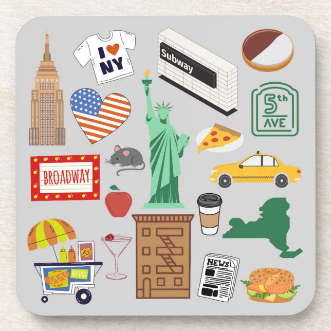 Posavasos Símbolos de Nueva York (Frente)