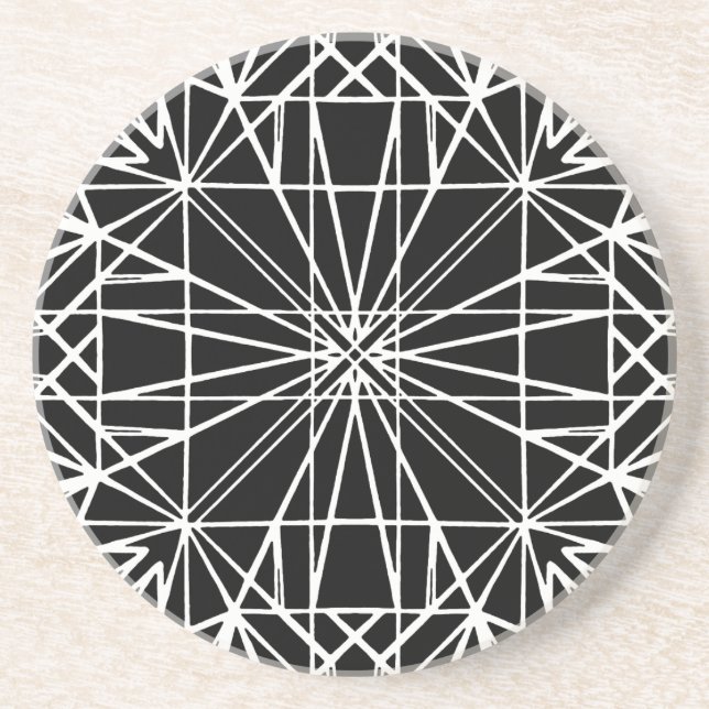 Posavasos Simetría geométrica en blanco y negro (Frente)