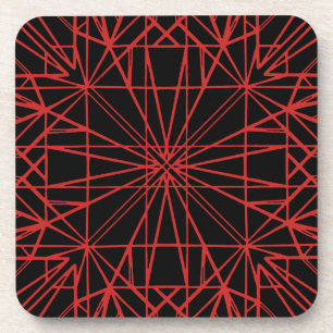 Posavasos Simetría geométrica en negro y rojo