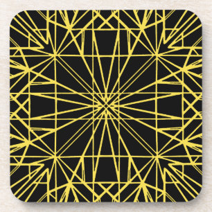 Posavasos Simetría Geométrica Negra y Amarilla