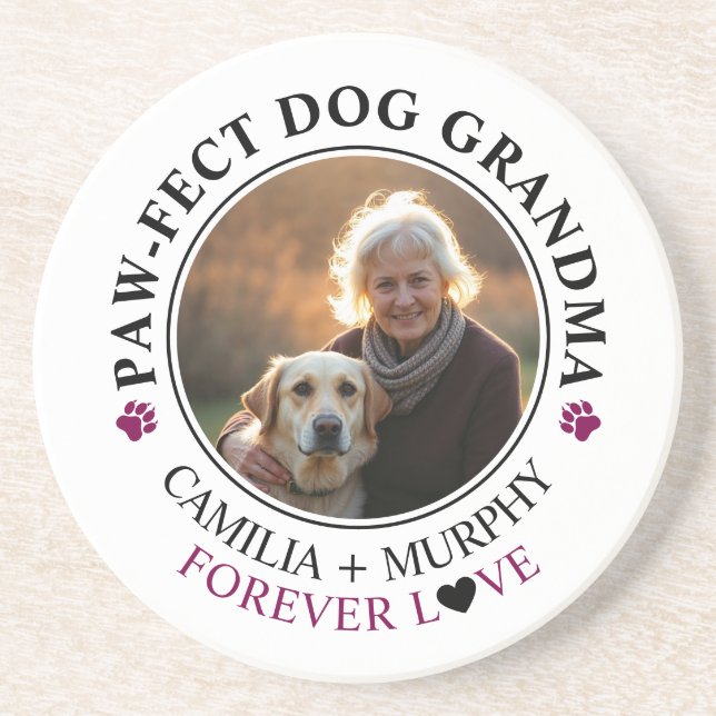 Posavasos Simple Black Text Funny Dog Grandma Photo (Frente)
