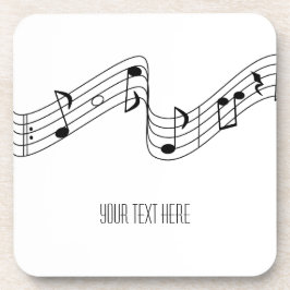 Posavasos Simple Black White Music Notes Nombre personalizad