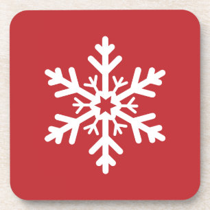 Posavasos Simple Classic Red and White Christmas Snowflake