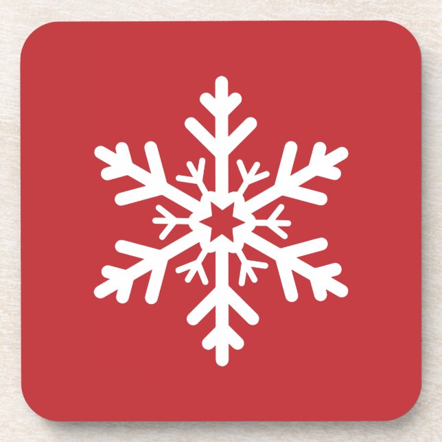Posavasos Simple Classic Red and White Christmas Snowflake (Frente)