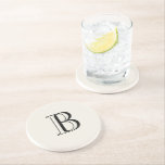 Posavasos Simple Crema y Monograma Negro Crema<br><div class="desc">Coaster de piedra de fondo de Crema y Monograma Negro. Regalo de Monograma.</div>