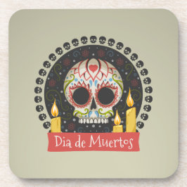 Posavasos Simple Dia de Muertos Skull & Candles Coaster