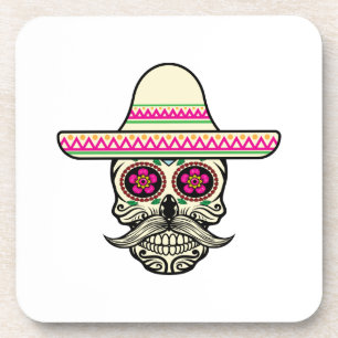 Posavasos Simple Dia de Muertos Skull con el práctico de