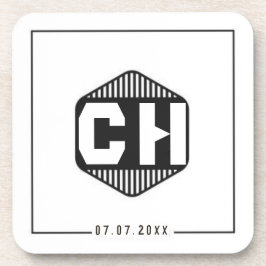 Posavasos Simple Minimal retro monogram initials Wedding 