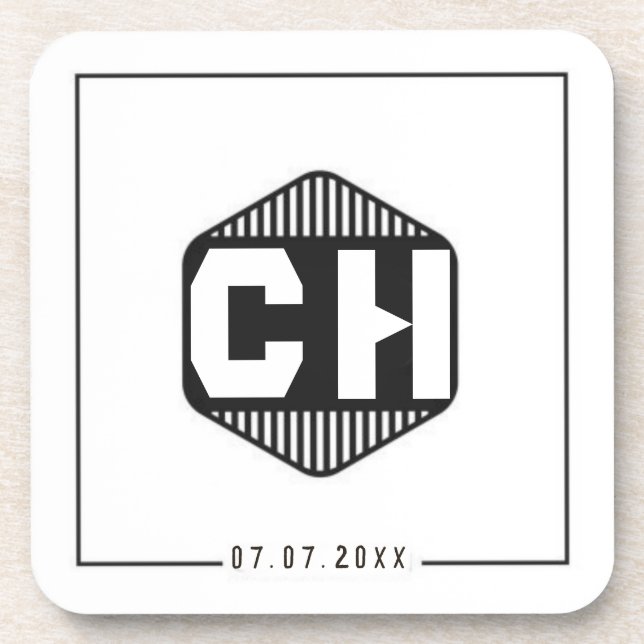 Posavasos Simple Minimal retro monogram initials Wedding  (Frente)